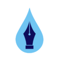 Logo of a pen nib in a raindrop